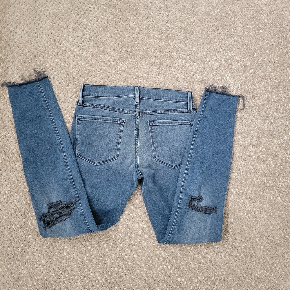 FRAME Le Skinny de Jeanne with Raw Hem in Gifford Blue Jeans Size 25 - Picture 7 of 13